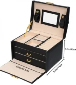 3 Layer Leather Jewellery Organizer With Mirror